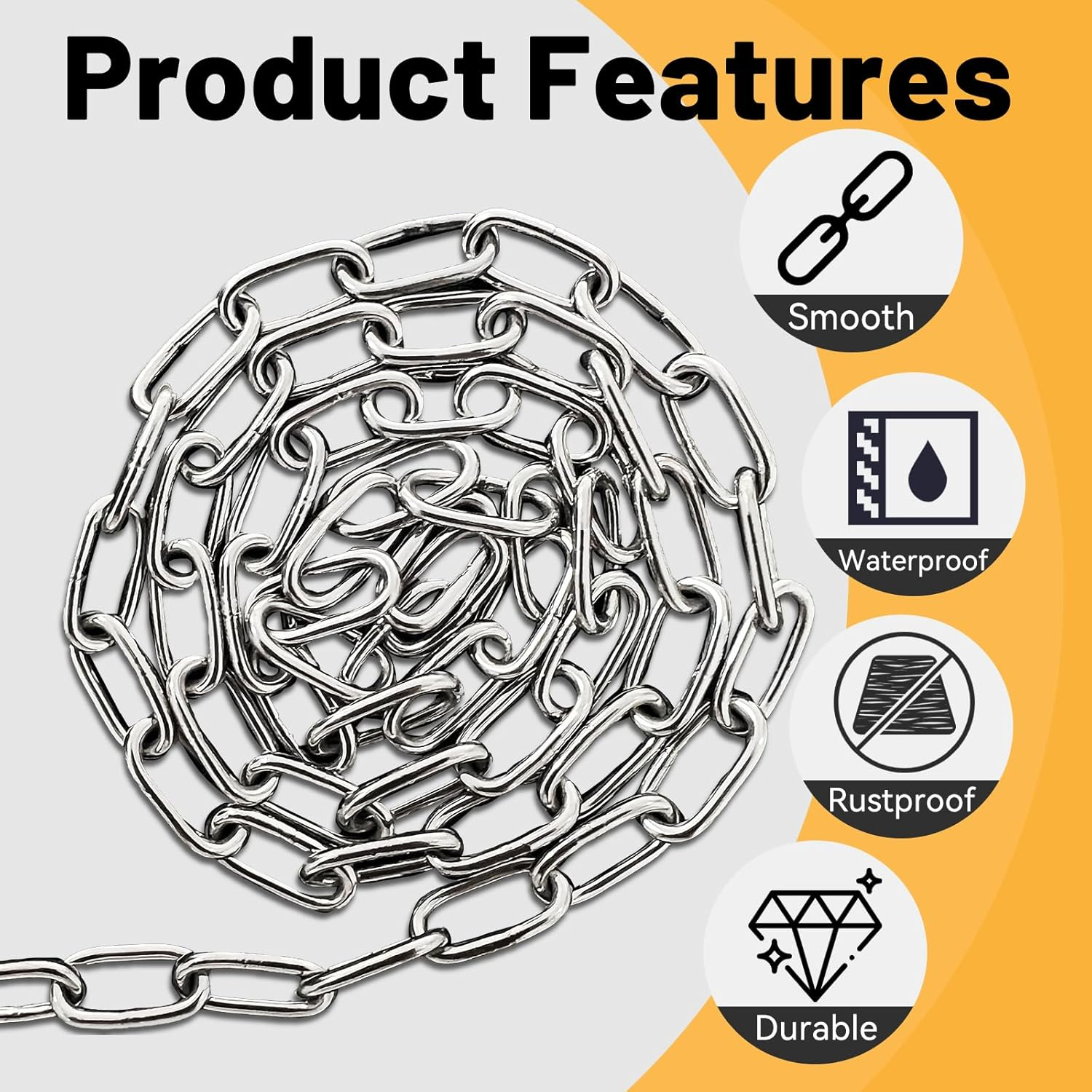 Stainless Steel Chain for Hanging Plants, Hanging Loop Chain for Outdoor Camping Pet Anti-Theft Chains, Hardware (15) image number 5