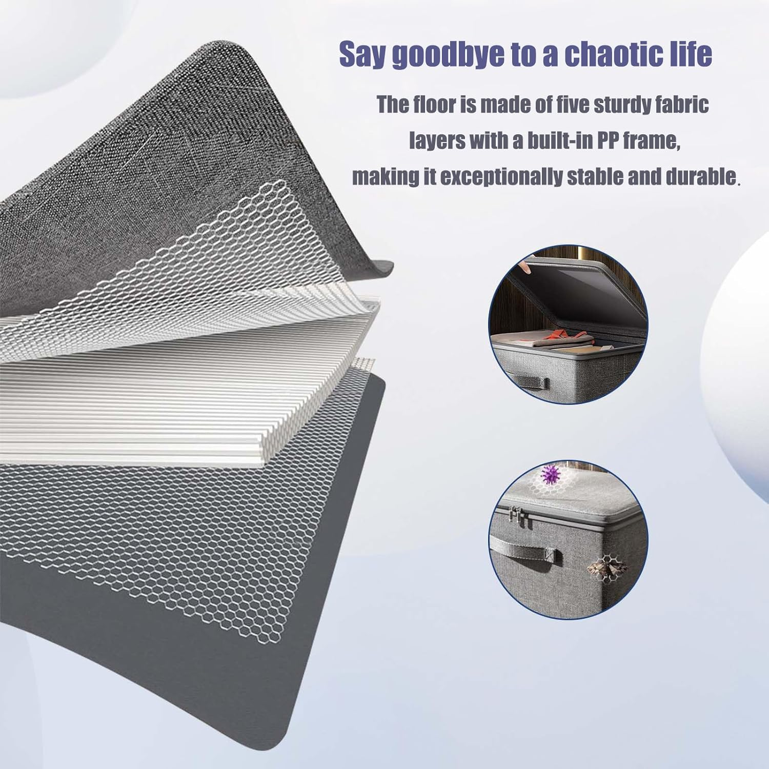 Euky Place Lockable Storage Box of Discreet Utility, Middle Gray Lock Box with Zipper and Handle, for Private Toys, Files Documents, Cards, Cash Accessories Foldable Fabric Clothing(38*25.5*16Cm) image number 3