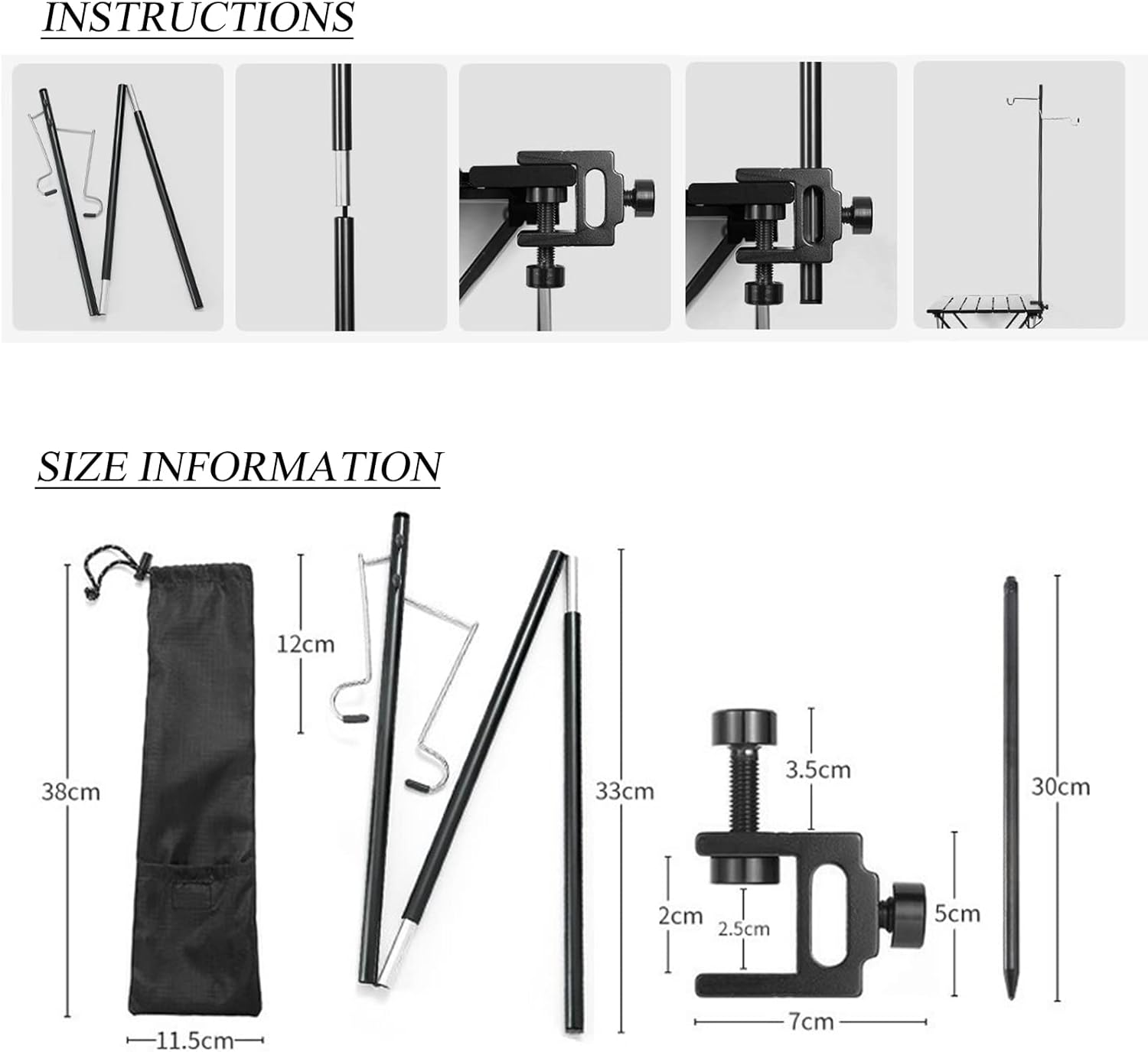 Joyeee Folding Camping Lantern Stand Pole Stake Accessories, Camping Light Stand Pole Hanger Camping Equipment, Outdoor Picnic Lighting Device Gift for Men Father image number 3