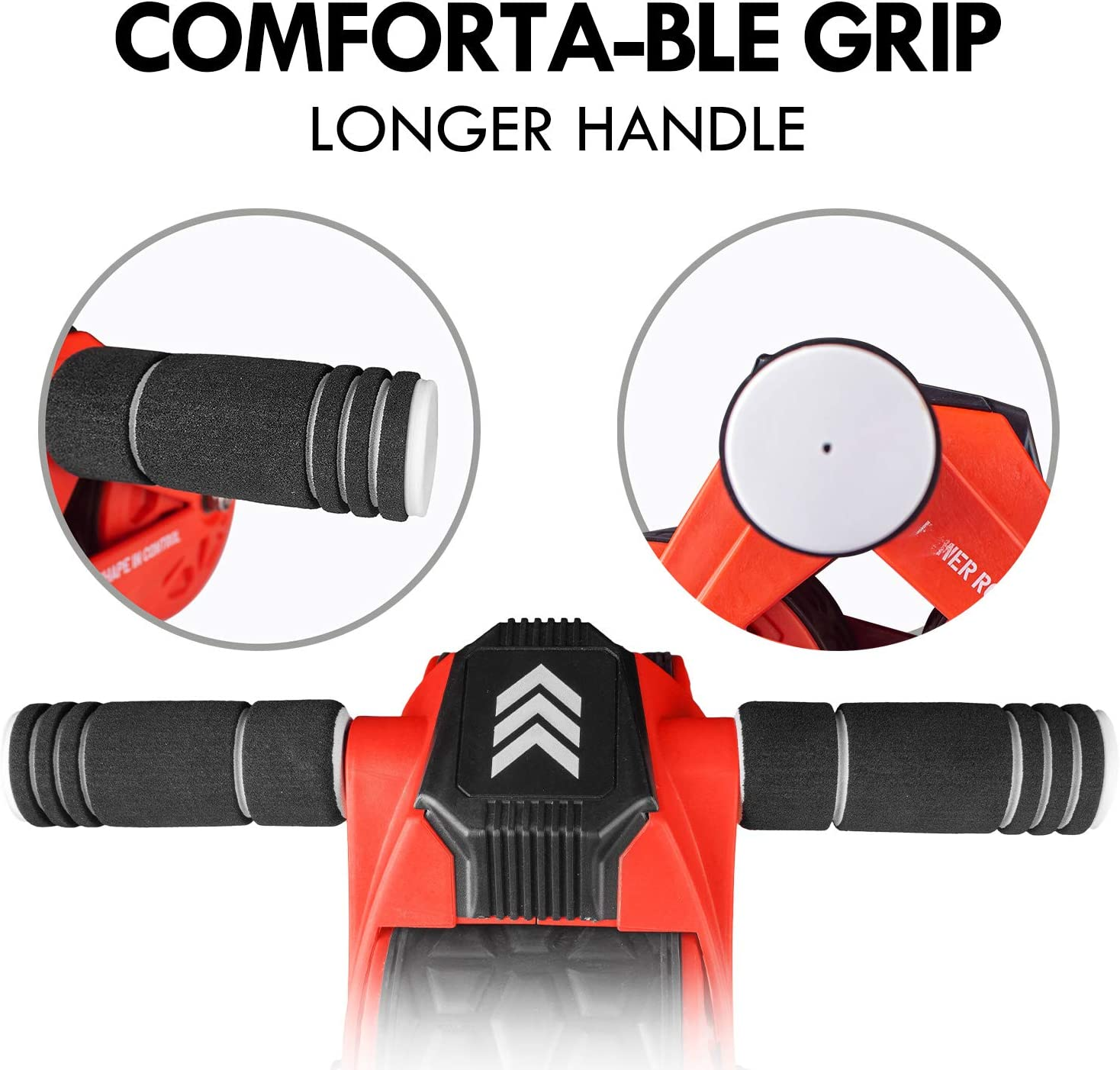 Leikefitness Ab Wheel Roller Automatic Rebound with Knee Pad Mat,Core Muscle Ab Trainer, Ab Workout Equipment for Abdominal Exercise (Red) image number 6