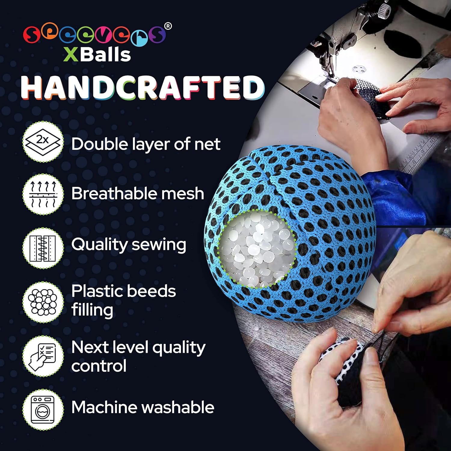 Speevers Juggling Balls for Beginners and Professionals, Xballs Set of 3 Fresh Design - 5 Beautiful Uni Colors Available, 2 Layers of Net Carry Case, Choice of the World Champions 120G (Blue) image number 5