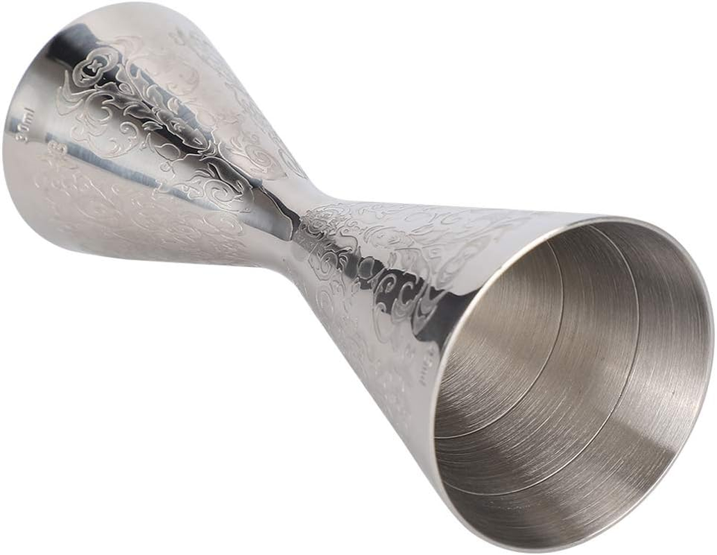 Japanese Style Double Cocktail Jigger - Etching Stainless Steel Jigger with Scale, Small Cup 30Ml, Large Cup 45Ml - Silver image number 4