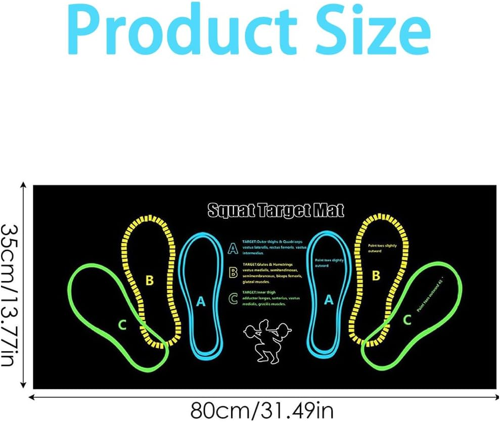 Squat Foot Placement Mat,Exercise Guide Tool,Steptraining Tool, Exercise Floor Accessories,For Yoga Pilates and Gymnastics,Easy to Clean Gym Step Mat,Lightweight, Flexible and Convenient