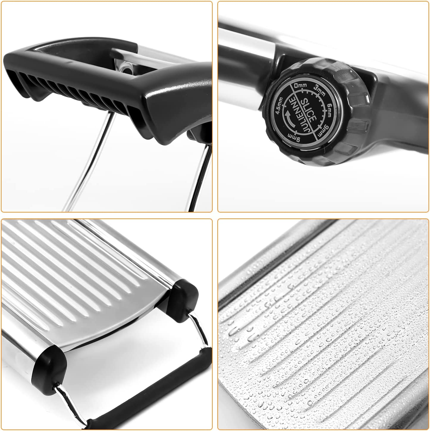 Adjustable Mandoline Food Slicer Vegetable Slicer Fruit Cutter Stainless Steel Kitchen Julienne Slicer for Kitchen Waffle Fry Cut Potato Chip Vegetable Onion Cheese French Fry image number 6