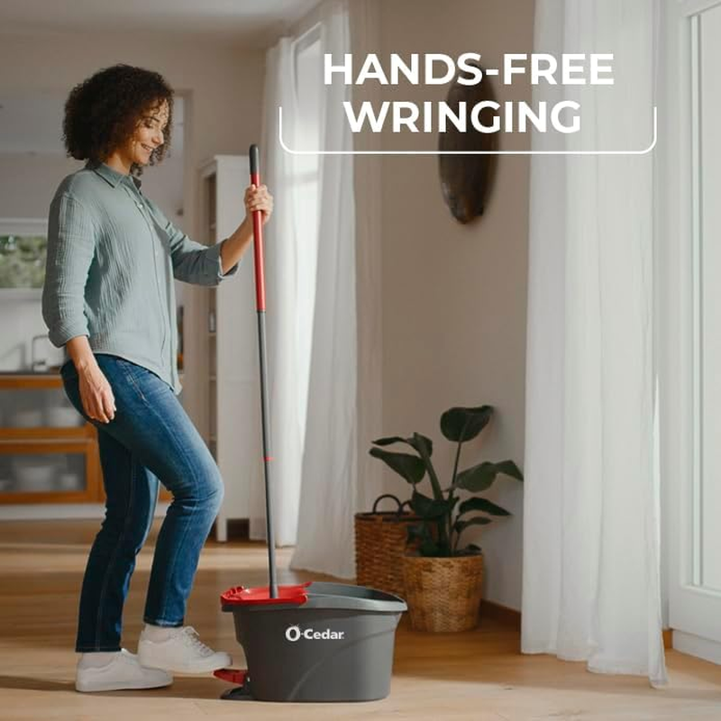 O-Cedar Easywring Microfiber Spin Mop, Bucket Floor Cleaning System, Red, Gray image number 4