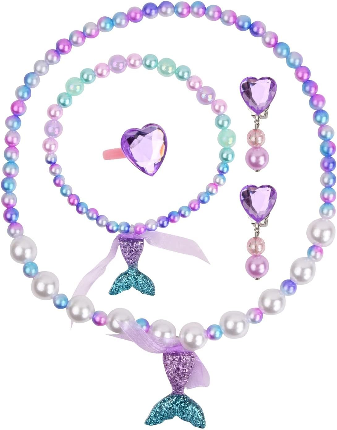 Kids Jewellery Sets for Girls, 5 Year Old Girls Gifts, Girl Jewellery Sets for Kids, Birthday Gifts to Girls (Necklace, Bracelet, Earrings, Ring) image number 3