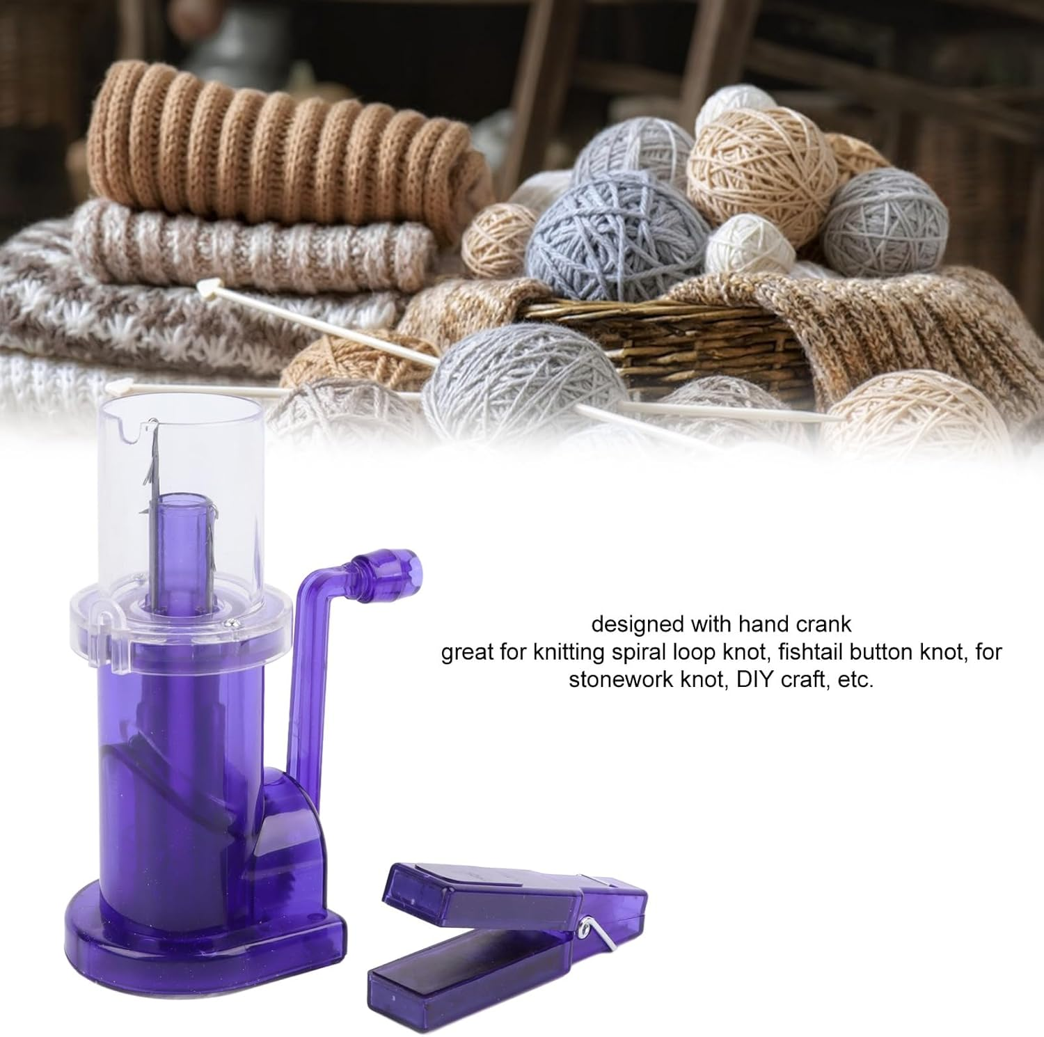 Embellish Knit Machine, Plastic Easy Manual Spool Knitter with Hand Crank, Lightweight Portable Weaver Knitting Tool for DIY Craft Ornament Garment Clothes image number 3