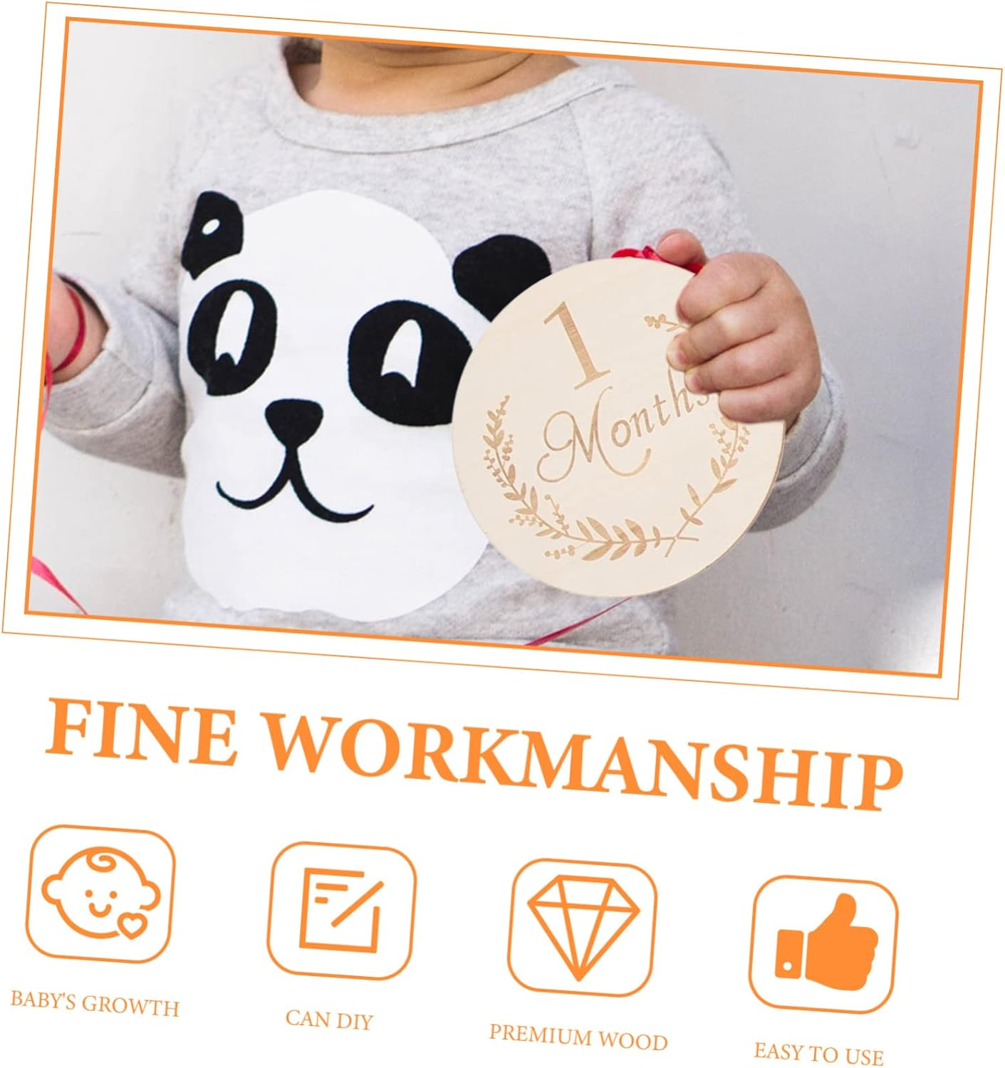 WEKAMOS 13Pcs 100Mm Wooden Slices Infant Growth Cards Baby Monthly Milestone Photography Props Natural Poplar Wood Party Supplies image number 5