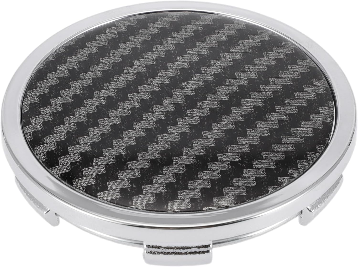 HOPESPANNER Universal Wheel Centre Caps Hub Caps Wheel Centre Caps Plastic 1 Piece for Ford Chevy with Black Carbon Fibre Pattern Sticker OD: 65 Mm/2.56 Inches Silver Tone image number 3