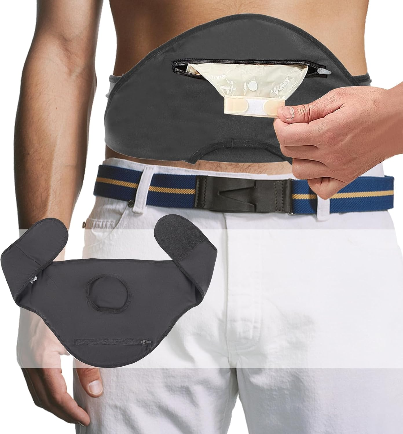 Ostomy Belt for Men & Women - Stealth Support Belt Adjustable for Sports Swimming Gym | Colostomy Bag Covers Ostomy Bag Covers with Inner Pocket Ostomy Wrap Abdominal Support for Secure Discreet Pouch image number 2