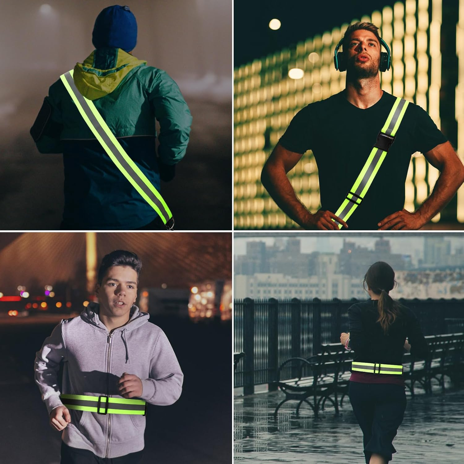 XIHIRCD Reflective Shoulder Strap and 2 Pieces Reflective Wristband, Reflective Bands, Running Equipment, Highly Visible Belt, Reflective Safety Sash for Night Running image number 2