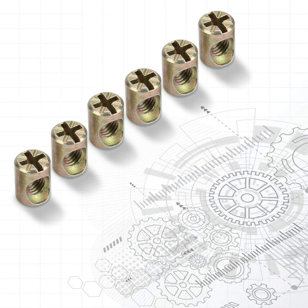 Spring Dowels Barrel Nut, Slotted Embedded Nuts Fasteners Replacement Barrel Dowel Cabinet Connectors for Furniture Beds Crib Chairs, M6X13Mm 30Pcs image number 4