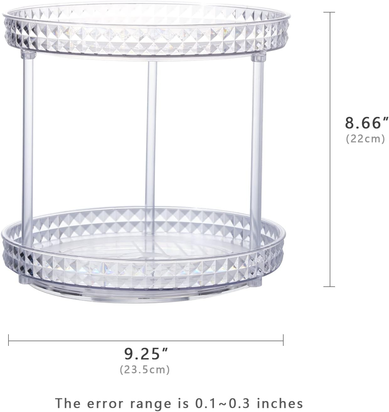 ROWNYEON Rotating Makeup Organizer 2 Tier Skincare Organiser Lazy Susan Bathroom Organiser Perfume Organiser Spinning Cosmetics Organizer for Vanity，Cabinets, Pantry, Fridge, Countertops，Kitchen image number 1