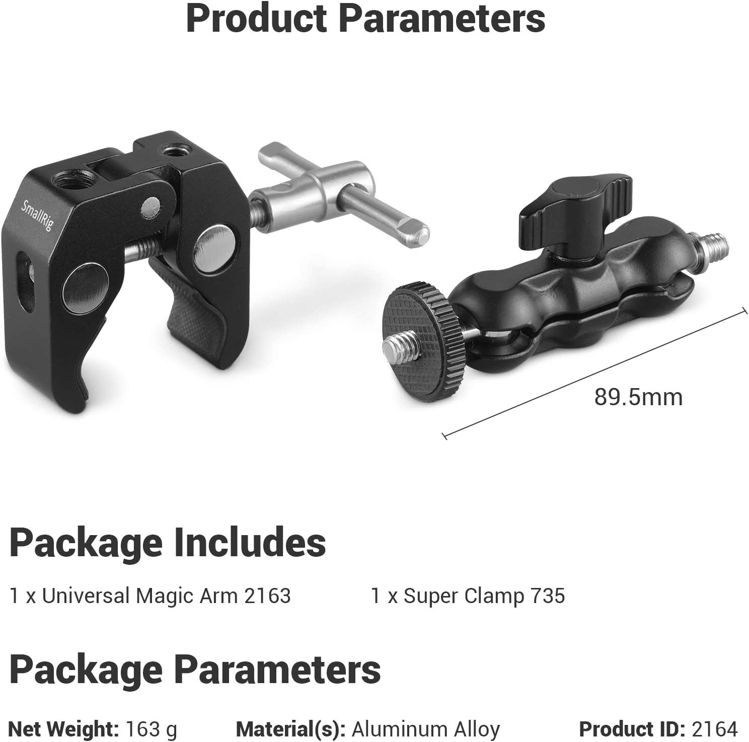 Smallrig Multi-Functional Ballhead Clamp Double Ball Adapter with Bottom Clamp - 2164 image number 5