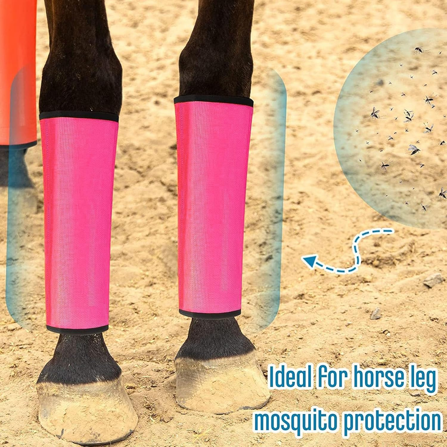 Horse Leggins, 4Pcs Breathable Horse Fly Boots Tear Resistant Horse Leg Wraps Non Slip Mesh Horse Boots Easy to Wear Horse Fly Leggings for Preventing Flies and Mosquitoes Bites image number 1