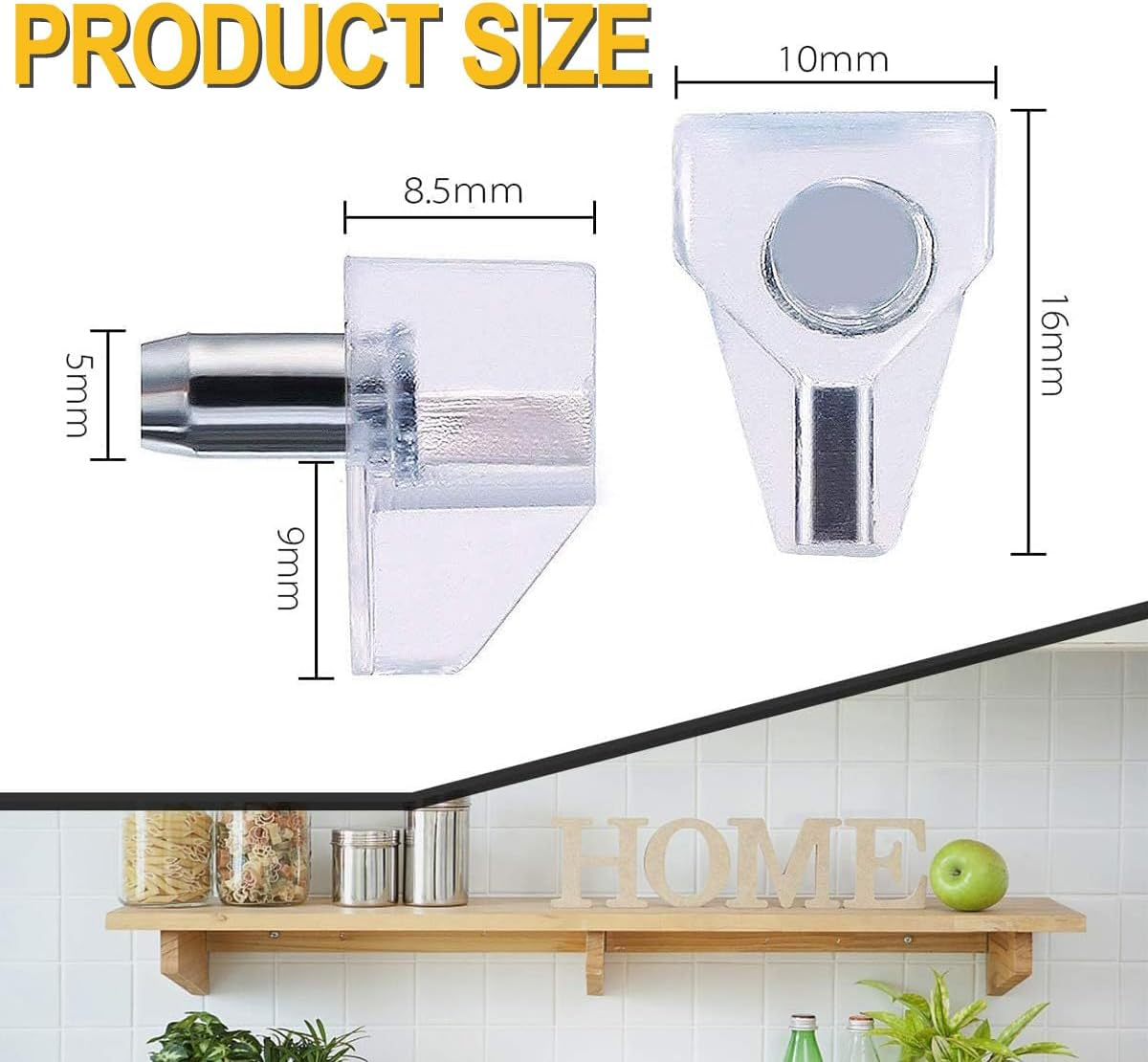 50 Pcs Shelf Support Peg Clear Plastic Shelf Holder Peg Bracket Pin Furniture Shelf Holder Replacement Peg Supports Studs with Steel Pins Kitchen Cabinet Shelf Pegs for All Cabinet image number 1