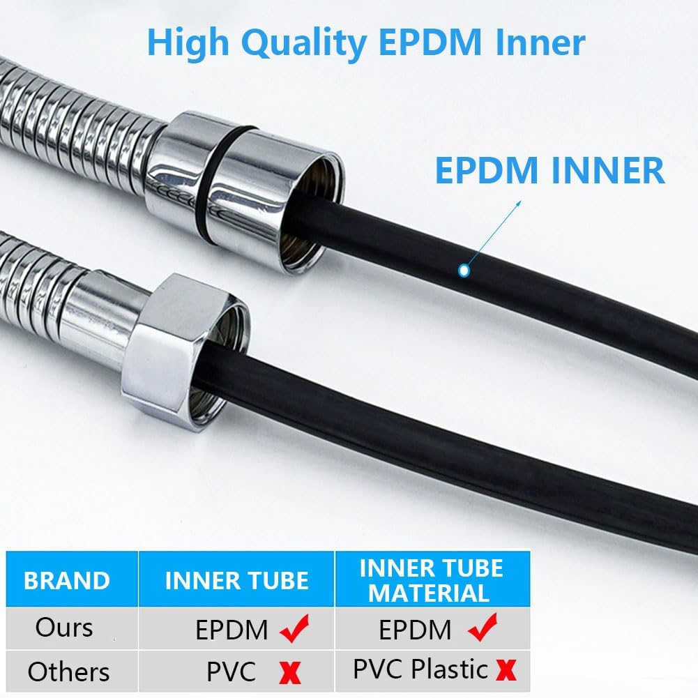 Vekol Shower Hose 1.5M/59Inch Stainless Steel Shower Head Hose Replacement Handheld Shower Head with Brass Fittings, Flexible Hose Extension, Universal Shower Hose Replacement (1.5 Meter) (1.5 Meter)