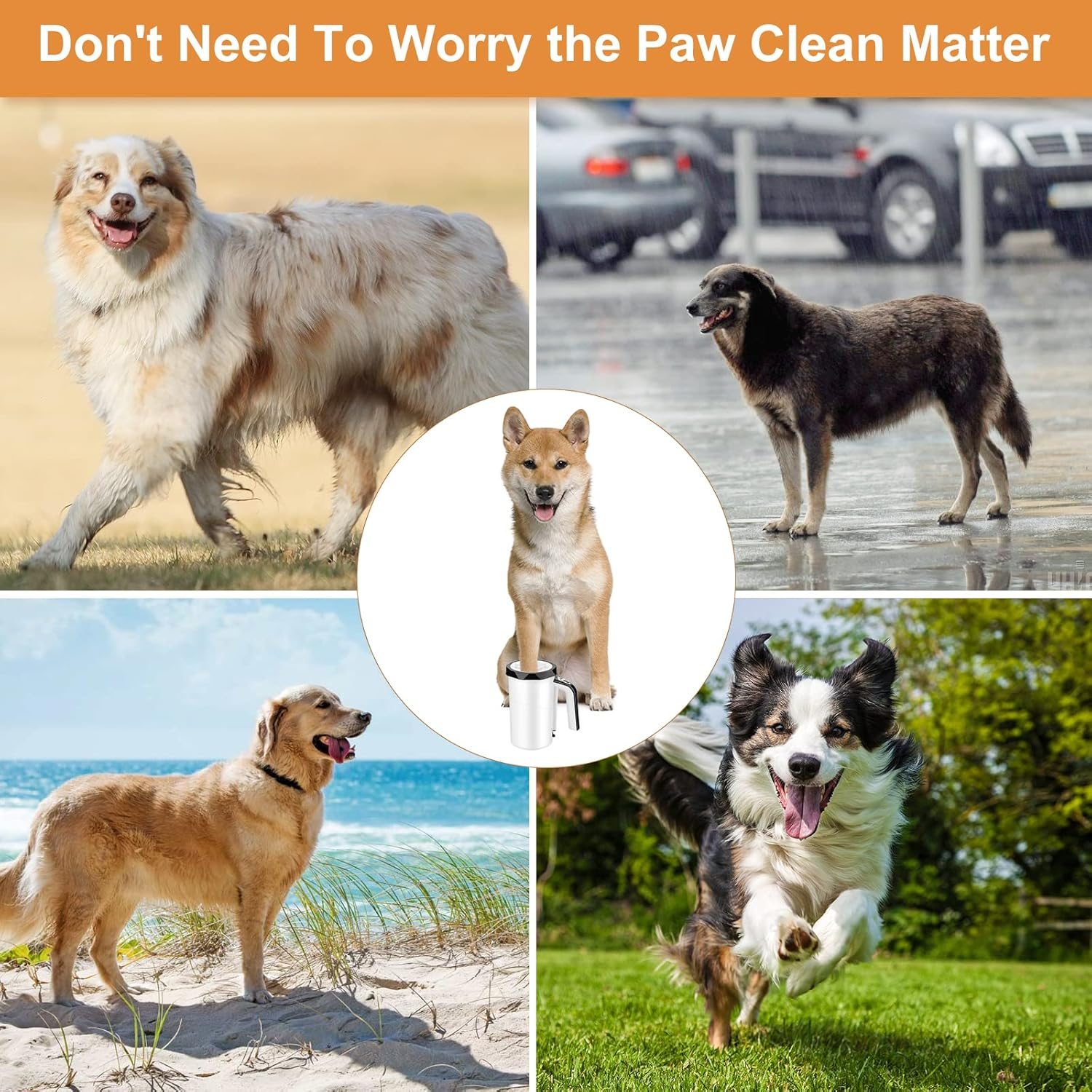 MYPIN Automatic Dog Paw Cleaner, 7.4V Rechargeable Dog Paw Washer Cup, 2-In-1 Portable Pet Paw Cleaner with Soft Silicone Brush, Suitable for Big Dogs and Cats with Muddy Paws (Black) image number 5