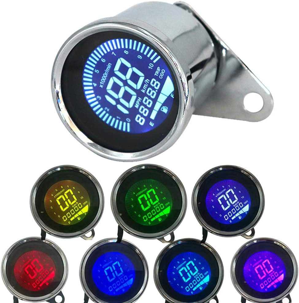 Universal 12V Motorcycle Instrument Modified Digital Motorbike Speedometer Tachometer Gauge LCD Display (7 Colors) 0-1000RPM 0-199KM/H image number 2