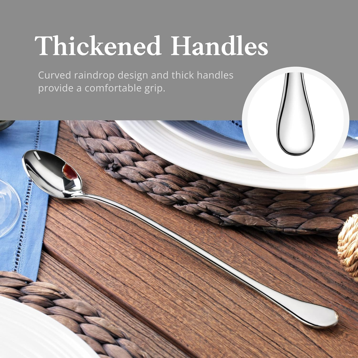 Long-Handled Ice Tea Spoon, Cocktail Stir Spoons, Stainless Steel Coffee Spoons, Ice Cream Scoop Set of 8 image number 5