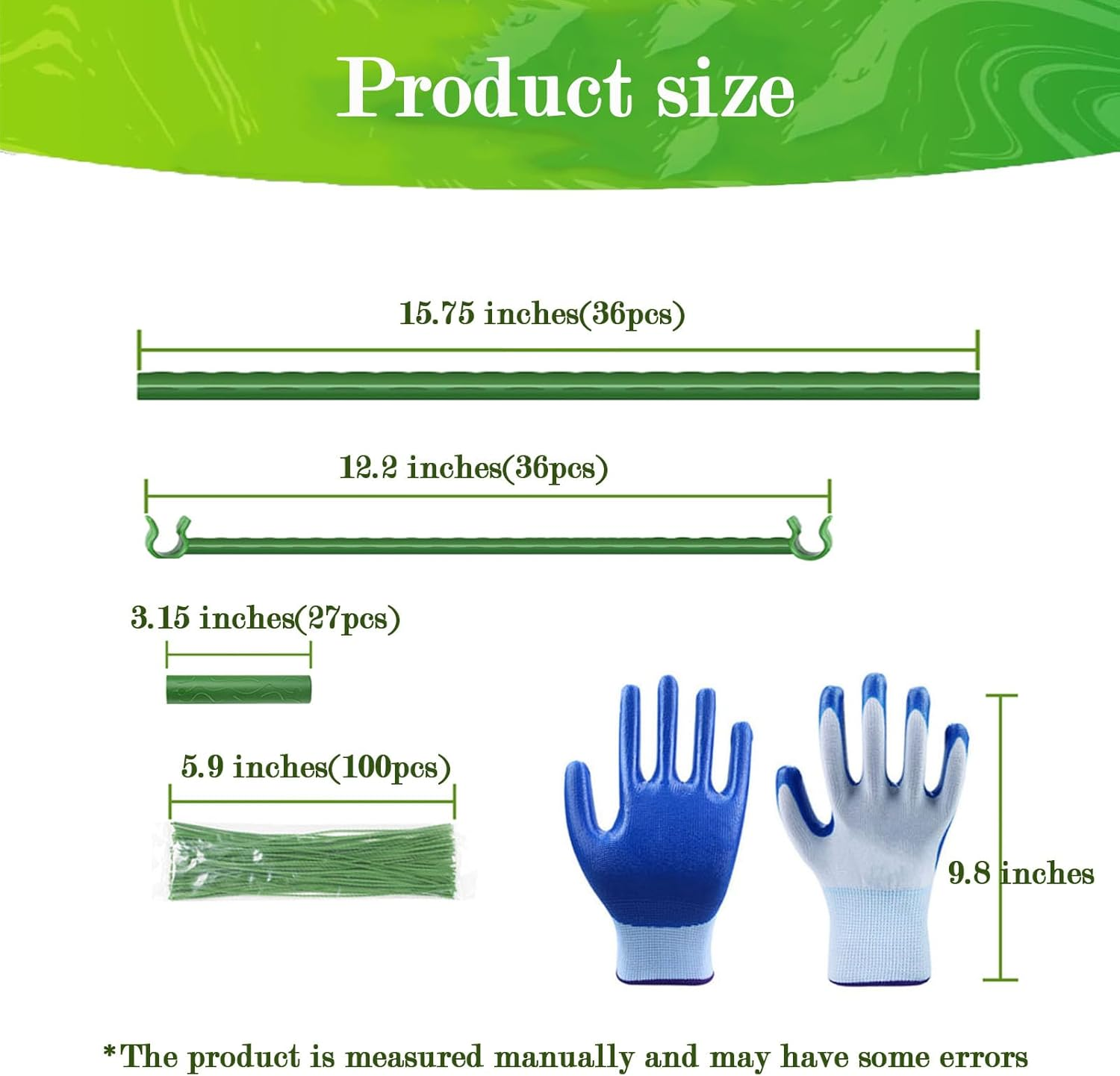 Tomato Cage,Garden Trellis,4 Pack Plant Stakes with 100 Plants Ties and Gardening Gloves,Plant Trellis for Climbing Vegetables Plants Flowers(48 Inches) image number 5