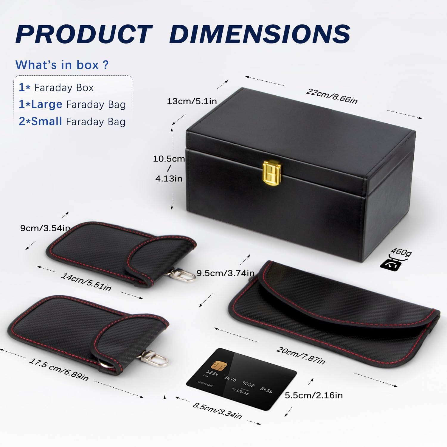 Faraday Box with 3 Pack Faraday Pouches, for Car Keys, Large Faraday Box Key Safe Protector, RFID Signal Blocking Pouch, Anti-Theft Signal Blocking Cages, Remote Entry Keyless image number 1