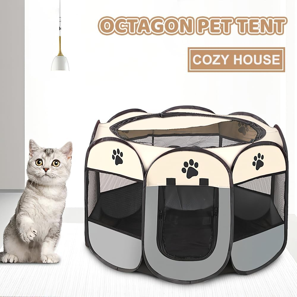 YANGUN Dog Playpen, Puppy Playpen, Pet Playpen, Foldable, Portable Playpen for Home, Dog Kennel, Playpen for Dogs, Cats, Rabbits, Small Animals, Indoor and Outdoor, 74 X 74 X 43 Cm image number 4