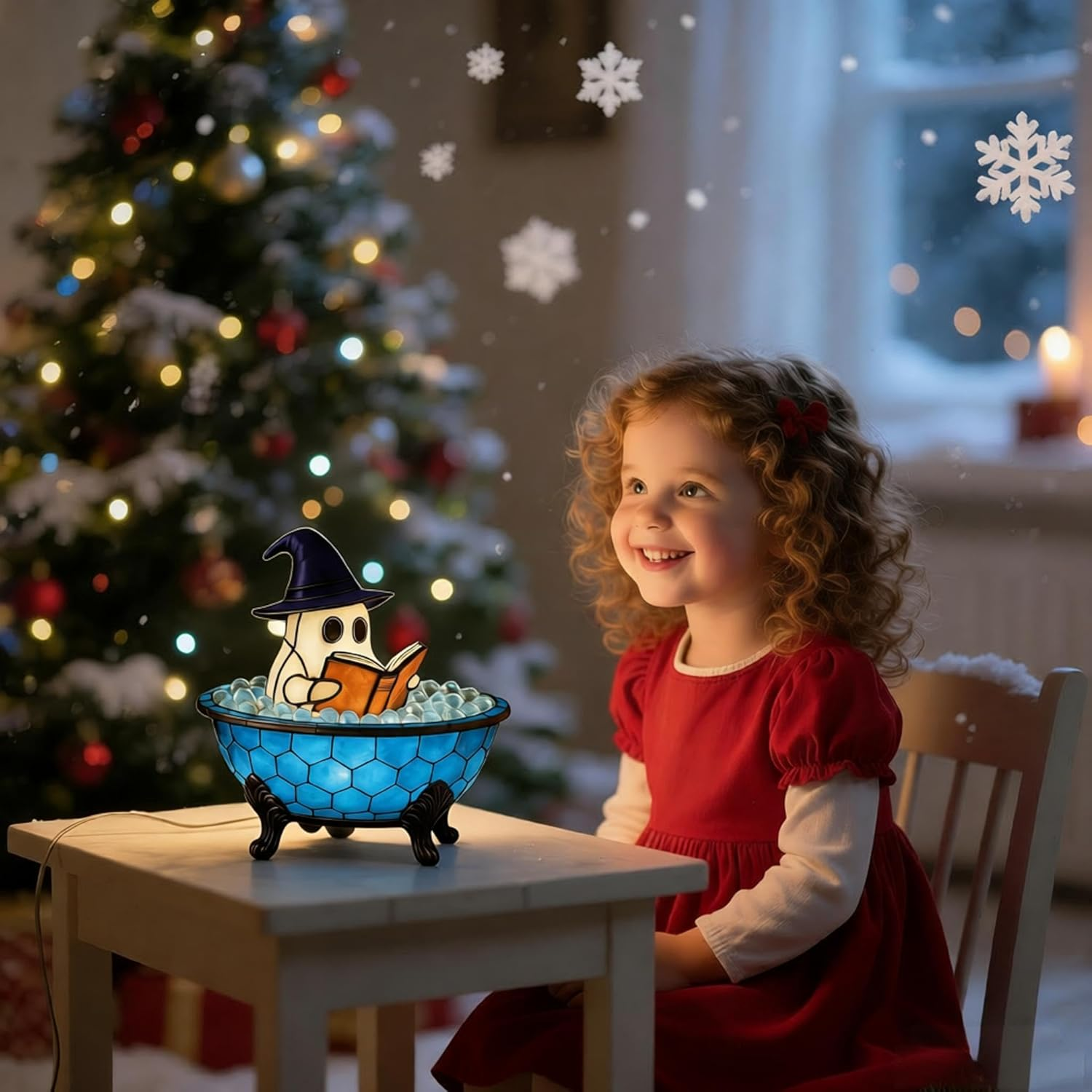 Cute Ghost Reading Book Lamp, Perfect Festive Night Light for Summer Christmas Gatherings, Upgrade 3D Led Reading Books Nightlight Desk Decor Funny Gifts for Family(1Pc) image number 5