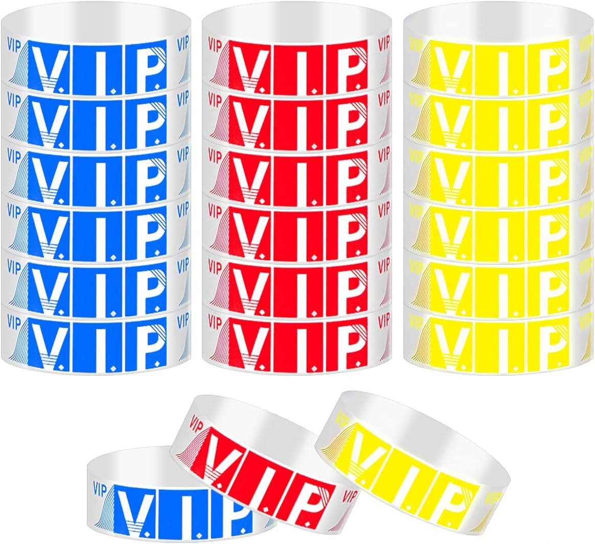 HAIKING Waterproof Neon Wristbands, 300 Pcs VIP Paper Wristbands for Events, Festivals, Concerts (3 Colors)