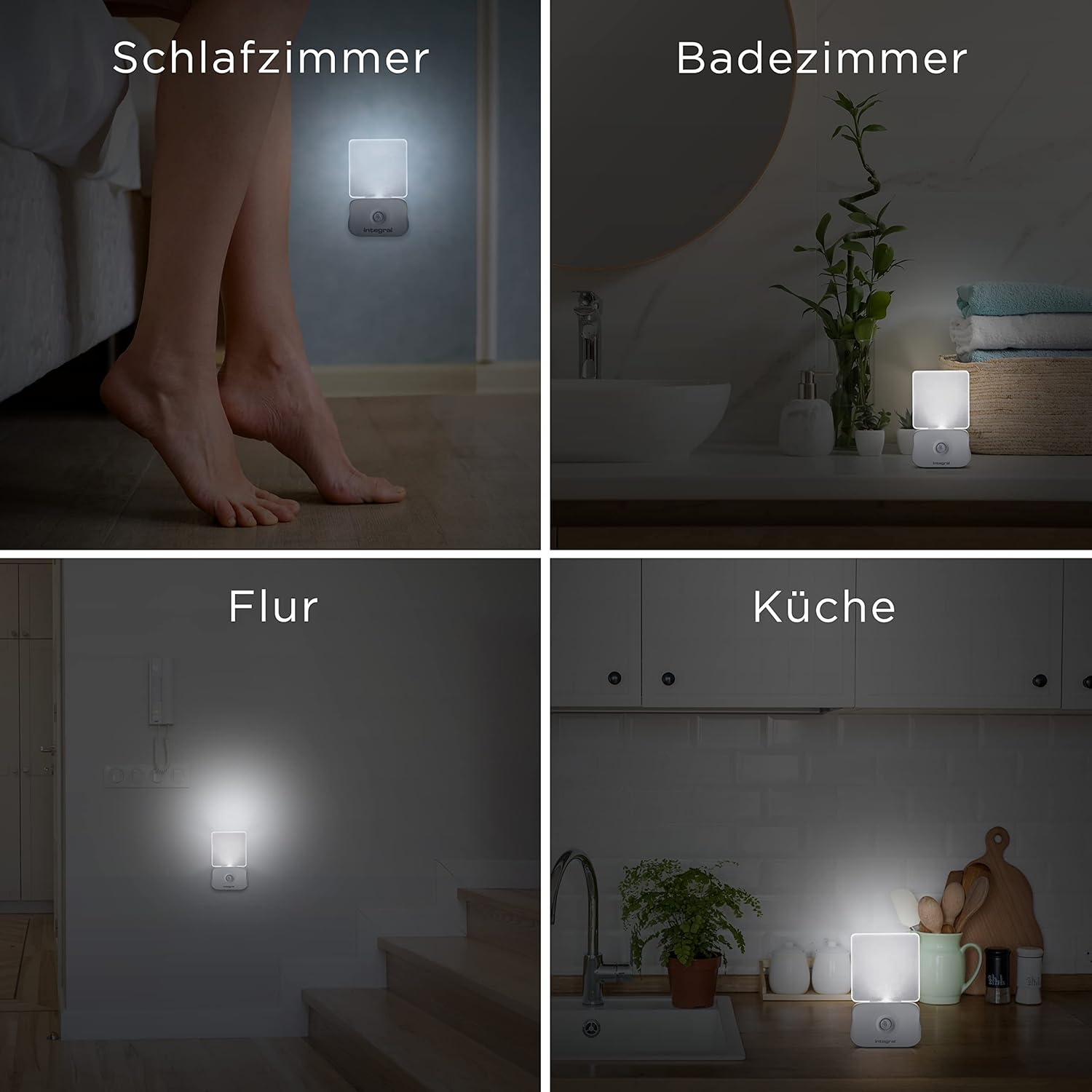 Integral 2 Pack LED Motion Sensor Night Light, Battery Operated with Dusk to Dawn Photocell Sensor, for Hallways, Landings, Stairs, Kitchens, Bedrooms, Baby&rsquo;S Nursery and More, Transparent image number 3