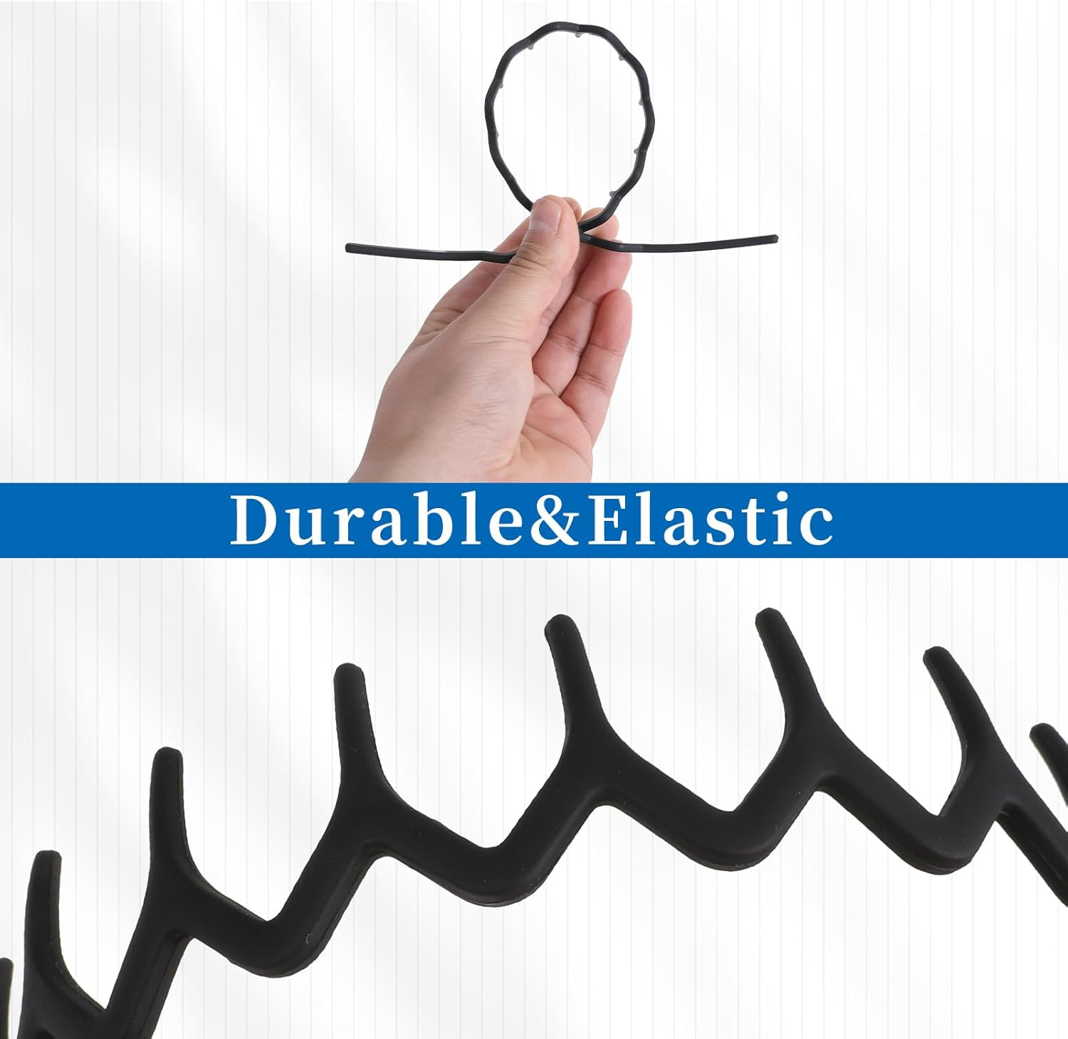 Pack of 4 Shark Tooth Hair Bands, Women'S Hair Band, Black Zigzag Headband with Clips, Matt, Non-Slip Headband, Men, Wave, Unisex Hair Bands, Elastic Headband for Outdoor Sports, Yoga image number 1