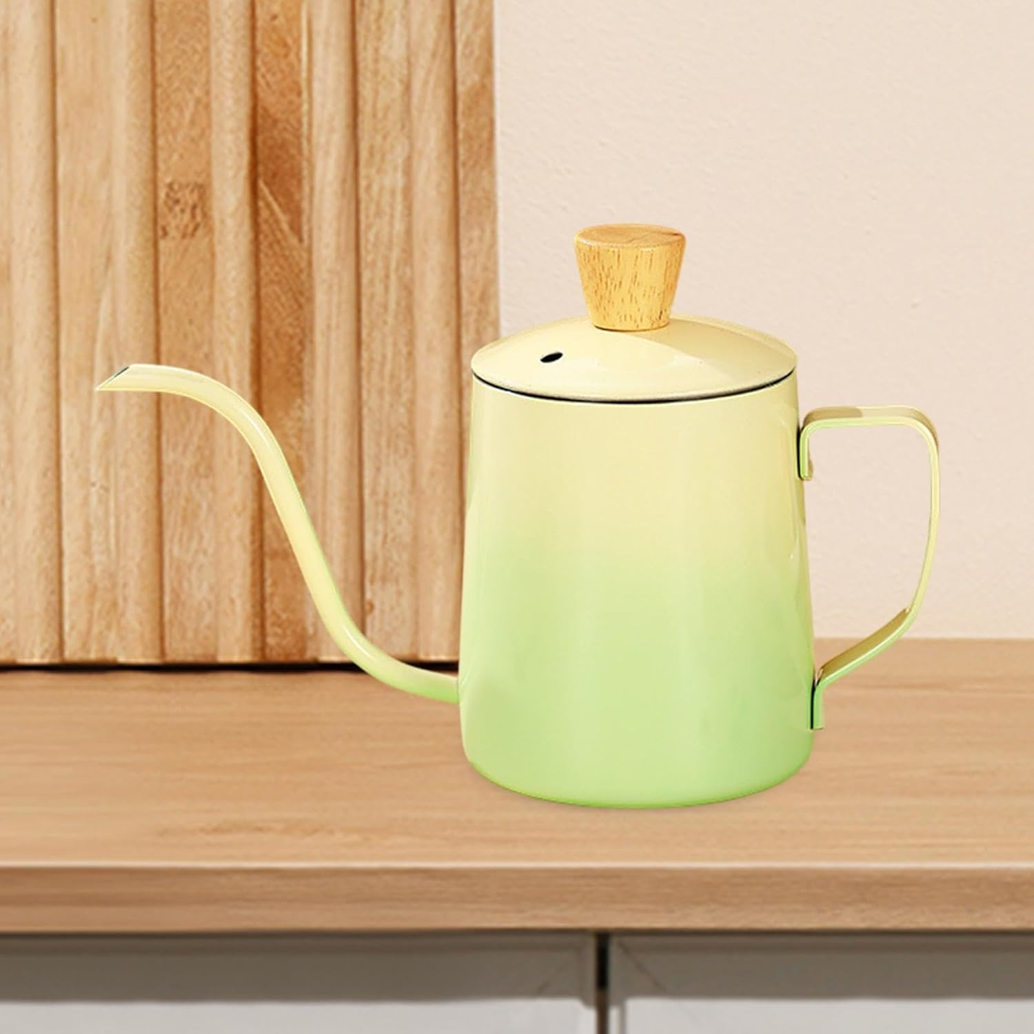 Generic Espresso Pour over Coffee Kettle 350 Ml Tea Kettle for Campfire Stoves Multipurpose Hand Drip Coffee Pot Stainless Steel, Gradient Green