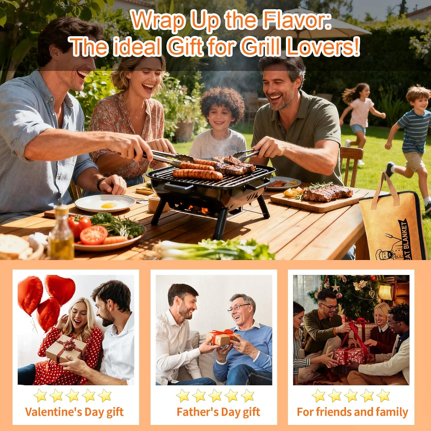 BBQ Blanket for Resting Meat, 21In Meat Resting Blanket for BBQ Accessories, 5-Layer Insulation& Wide Mouth Smoker Grilling Meat Insulated Resting Bag for Large Brisket Picnic Barbecue Christmas Men image number 4