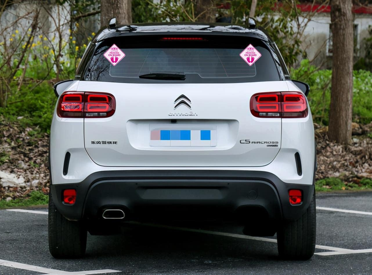2 Pcs Princess on Board Stickers, Bright Pink Diamond Baby on Board Newborn Caution Car Bumper Decal Baby Safety Car Sign Window Decorations for Cars Laptops Window Bumper image number 2