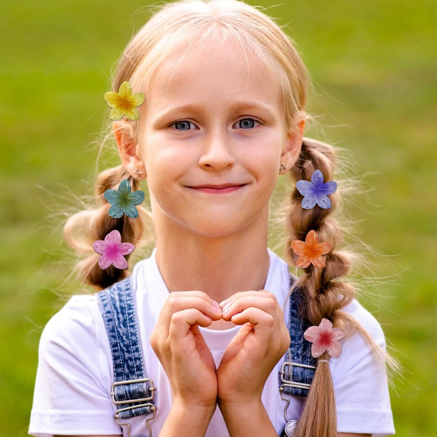 Satiskid Pack of 16 Flower Hair Clips, Small, 4 Cm, Cute Non-Slip Flower Hair Clips, Hawaiian Flower Hair Clip, Hair Styling Accessories for Women, Girls image number 3