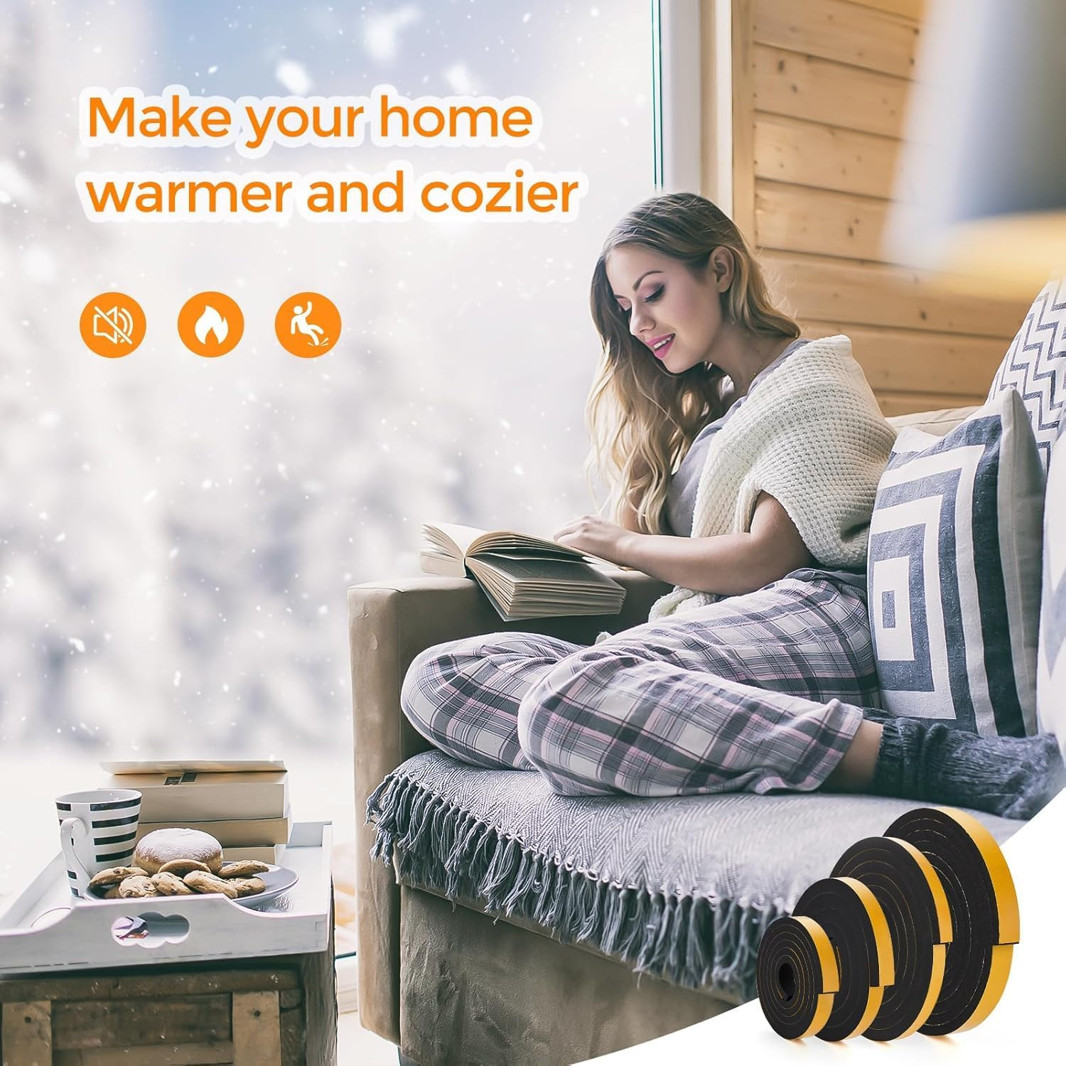 Foam Seal Tape 12Mm(W) X 1.5Mm(T), High Density Adhesive Foam Weather Strip Seal for Window and Door, 1 Rolls Total 10M, Black image number 6