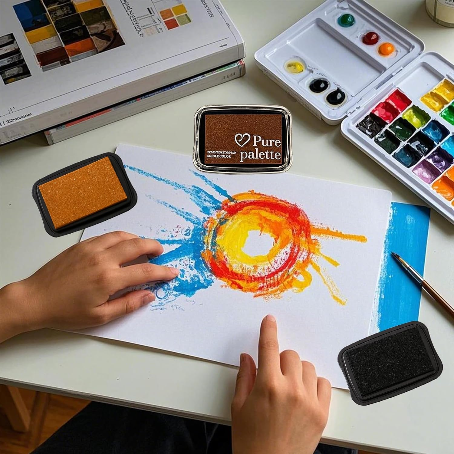 Sgphrzlt Vintage Ink Pads for Rubber Stamps, Washable Fabric Stamp Pad, Permanent Craft Finger Print Thumbprint Ink Pads with High-Density Sponge for Paper Scrapbook Art Poster, Red image number 3