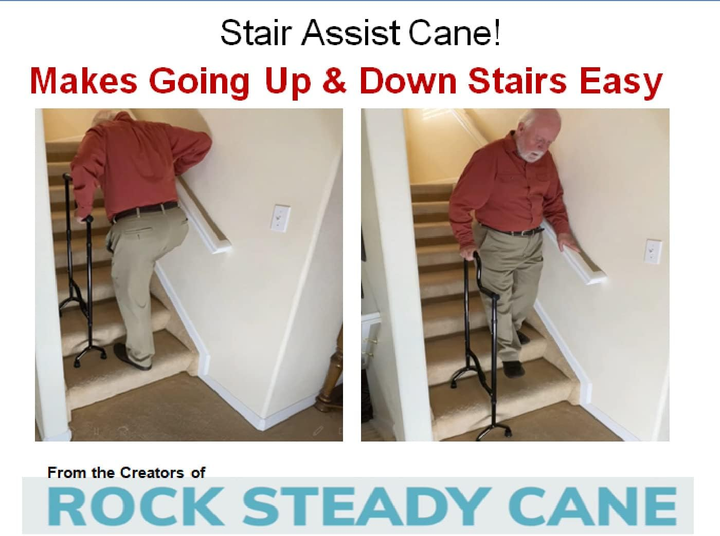 New Stair Climbing Assist Cane Lets You Walk up and down Stairs Easily with Less Pain. Perfect Step Helper for Those with Sore HIPS and Knees image number 5