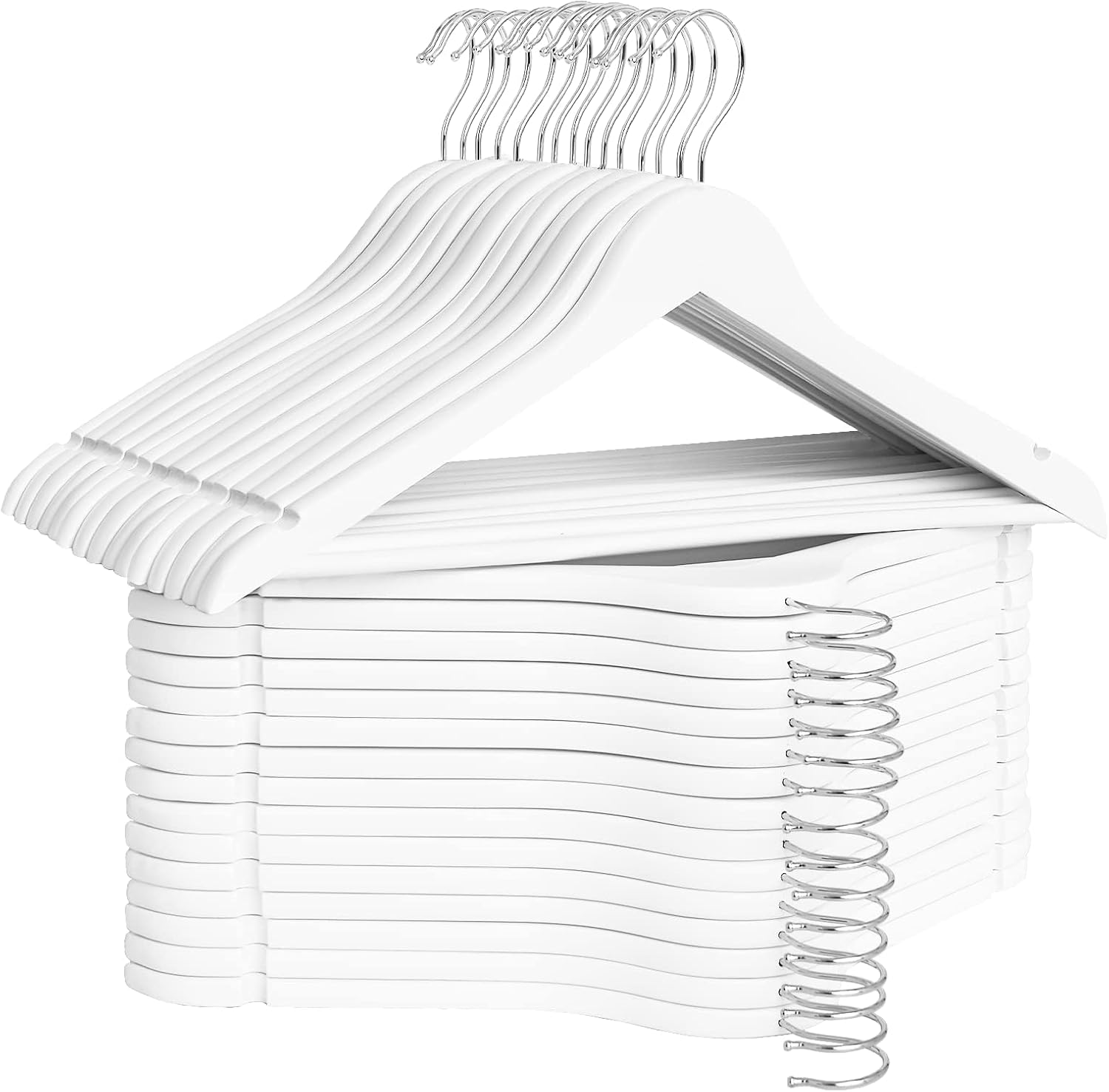 Storageworks Wooden Hangers 20 Pack, Wood Coat Hanger for Coats, Shirts, Jackets, Pants, Suits, Natural Wood Color