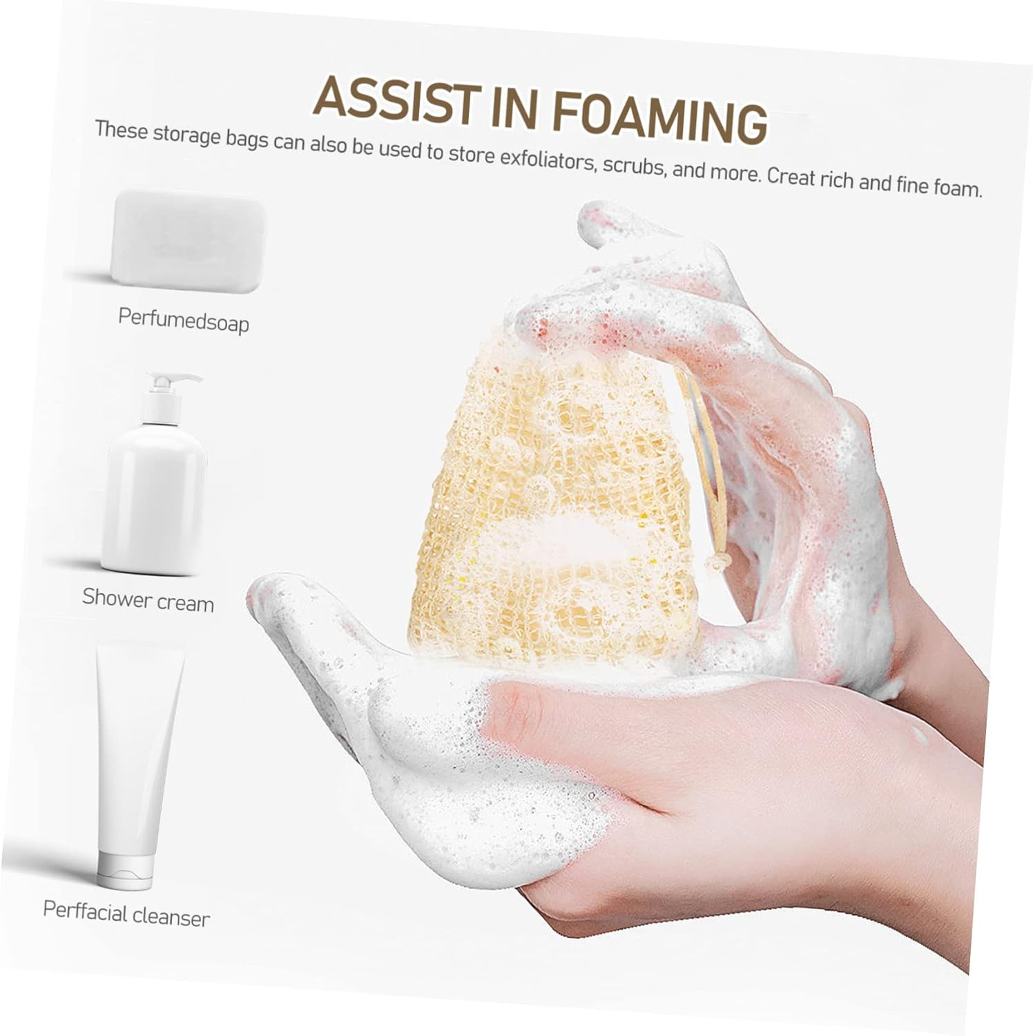 Anneome 10 Pack Soap Bags Cotton Linen Exfoliating Mesh Pouches for Shower Soap Bars Holder Easy Clean image number 4