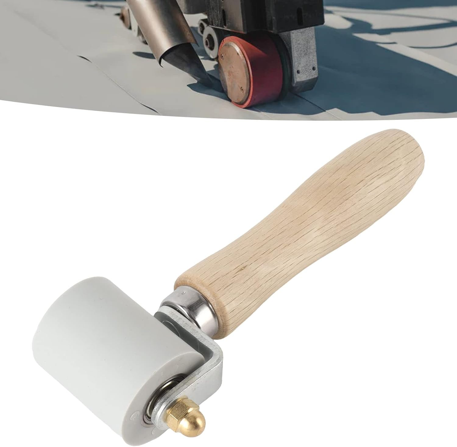 Seam Roller, Silicone Seam Tester with Bearing Design, Ergonomic Handle, Detachable Structure, Silicone Seam Roller for PVC Roofing Tape, Smoothing Seam Roller Tool (Gray Width image number 4