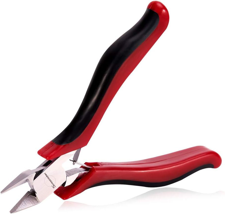 SPEEDWOX Diagonal Cutting Pliers Side Nippers 4 Inch Micro Wire Cutters Precision Plastic Nippers with Spring Mini Side Cutting Flush Cut Angled Head Fine Plier Professional Jewelry Making Tool image number 2