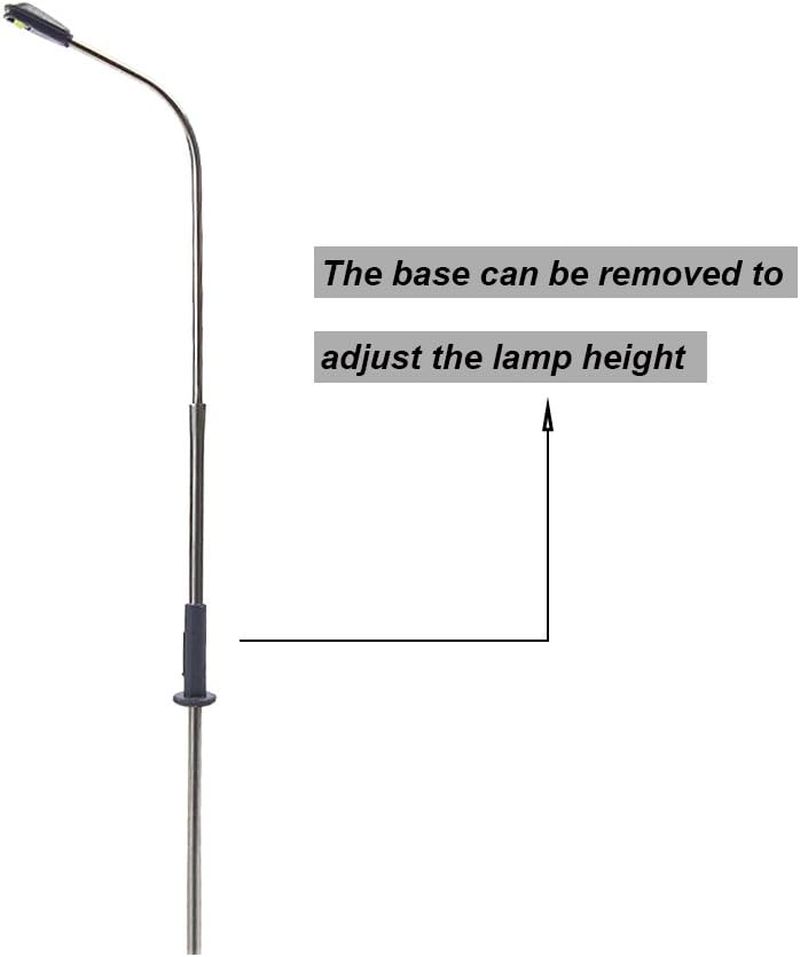 10Pcs Model Railway Train Lamp Post Street Bright White Lights HO OO Scale Leds New LQS08 (Bright White) image number 2