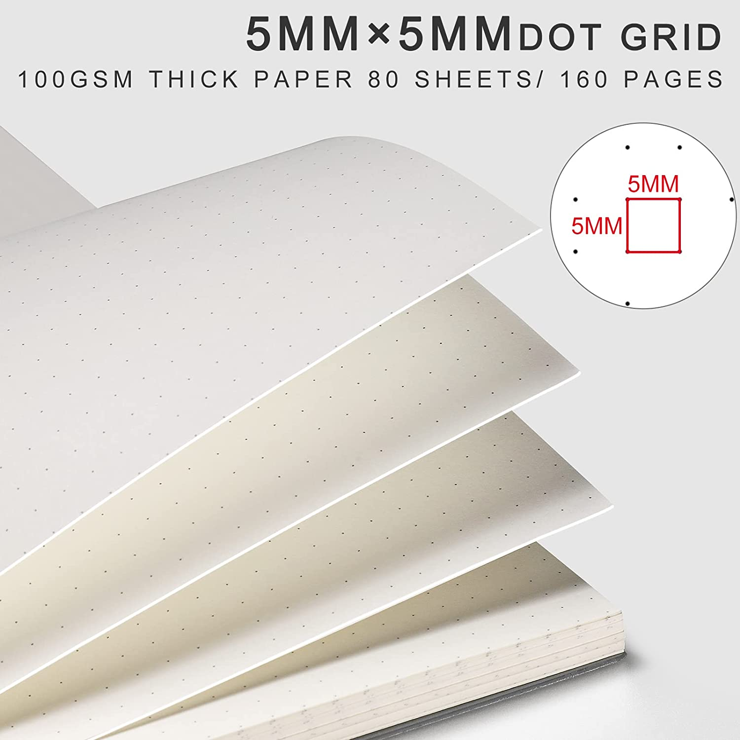 AHGXG (3-Pack) A5 Dotted Spiral Notebook, 5X8 Dot Grid Journal with 100 GSM Thick Paper for Bullet Journaling image number 3