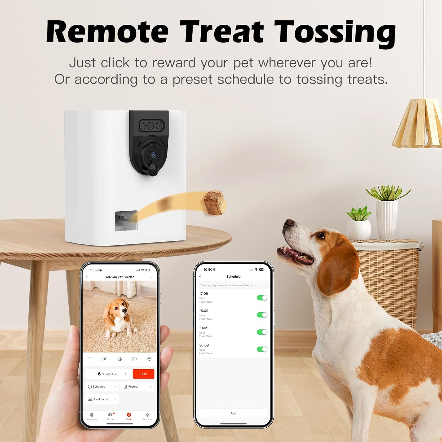 Dog Camera Treat Dispenser, 2.4G/5G Wifi Remote Tossing for Dogs/Cat, Pet Camera with Two Way Audio & 1080P HD Night Vision, Monitoring Pet Remotely image number 1