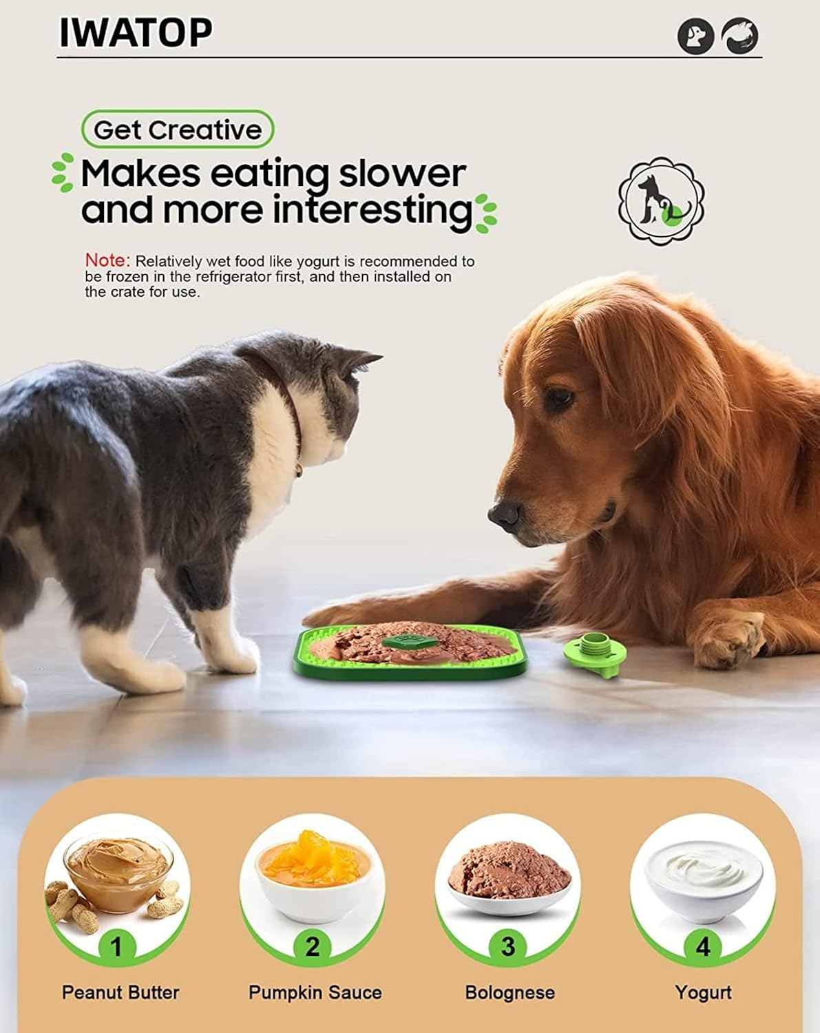 Licking Mat for Dog Crate ＋Scraper Lick Mats for Interaction with Dogs Versatile Licking Mat for Boredom Reducing Dog Anxiety Safe Secures to Crate Peanut Butter Dog for Training Aid (Green Square) image number 5