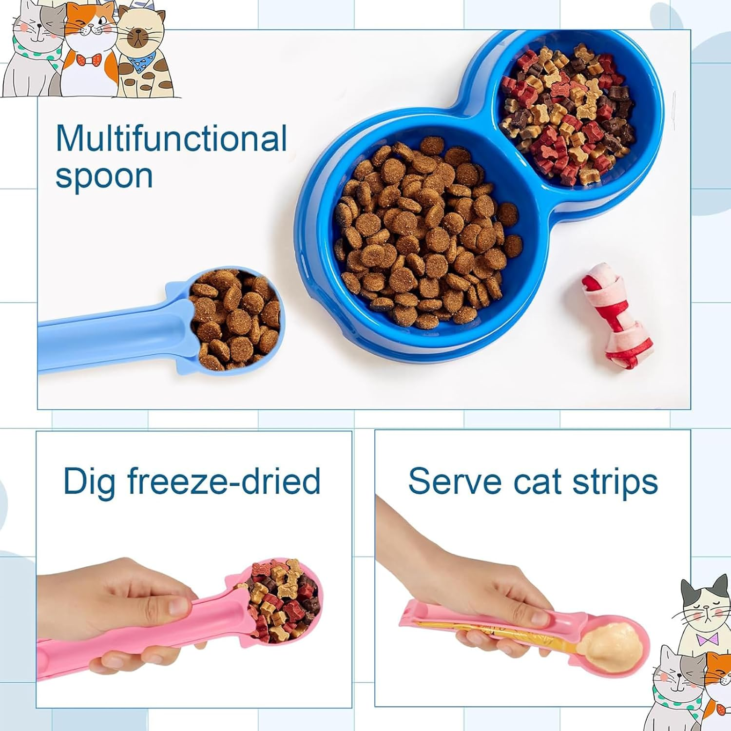 2PCS Cat Wand Squeeze Spoons,Pet Spoons Treat Squeezers, Delicious Lickable Cat Treat Dispensers for Purees