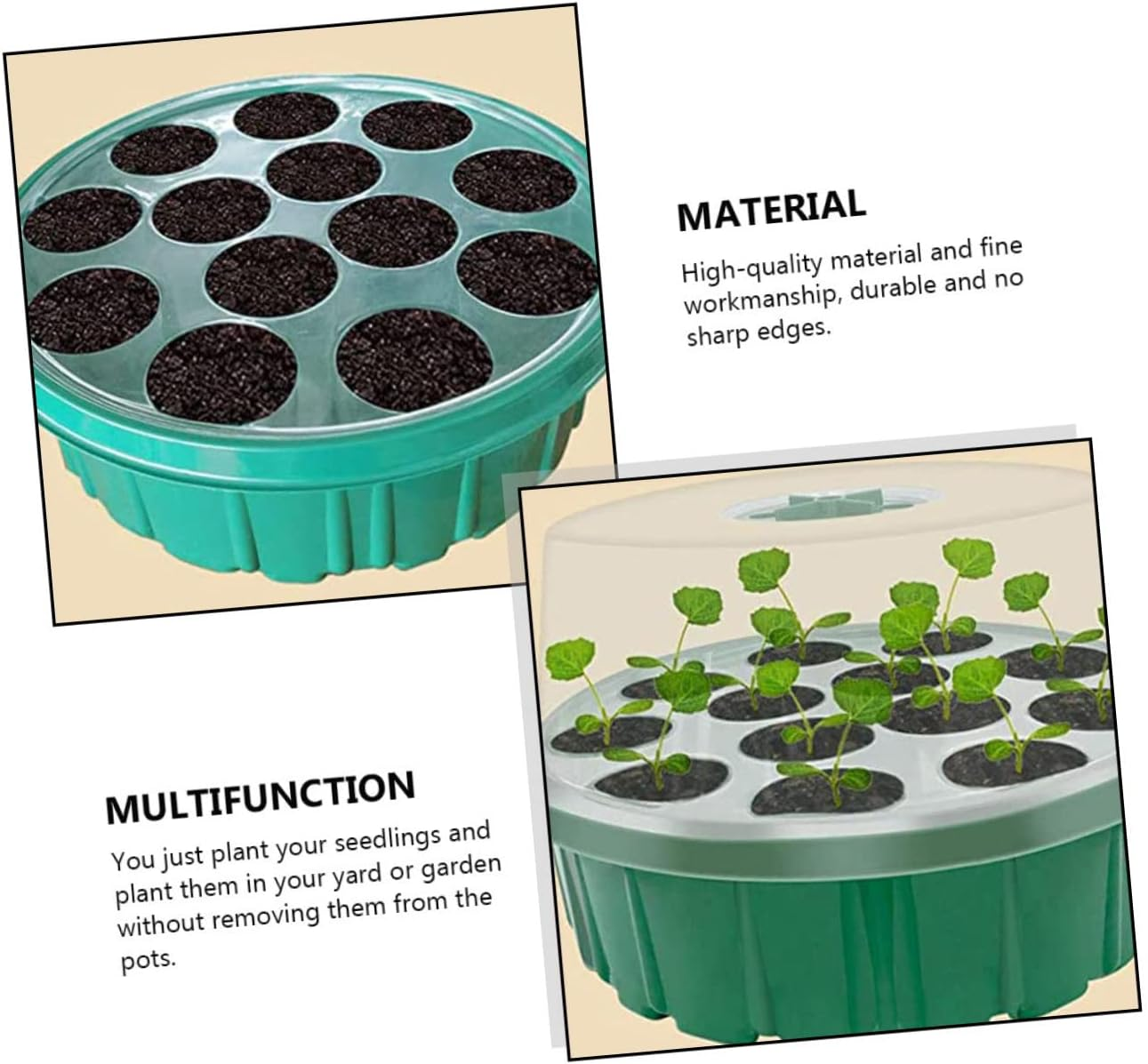 FONDOTIN 2Pcs Plant Starter Trays Seedling Boxes for Seeds Planting Gardening Box image number 4