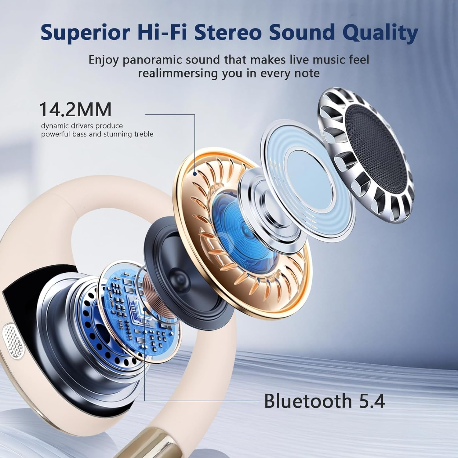 AI Translation Earbuds Real Time, 3-In-1 Translator Earbuds 164 Languages & Accents, Audifonos Traductores Ingl&eacute;s Espa&ntilde;ol,Open Ear Wireless Headphones with Charging Case Fit Ios & Android,Skin Tone image number 1