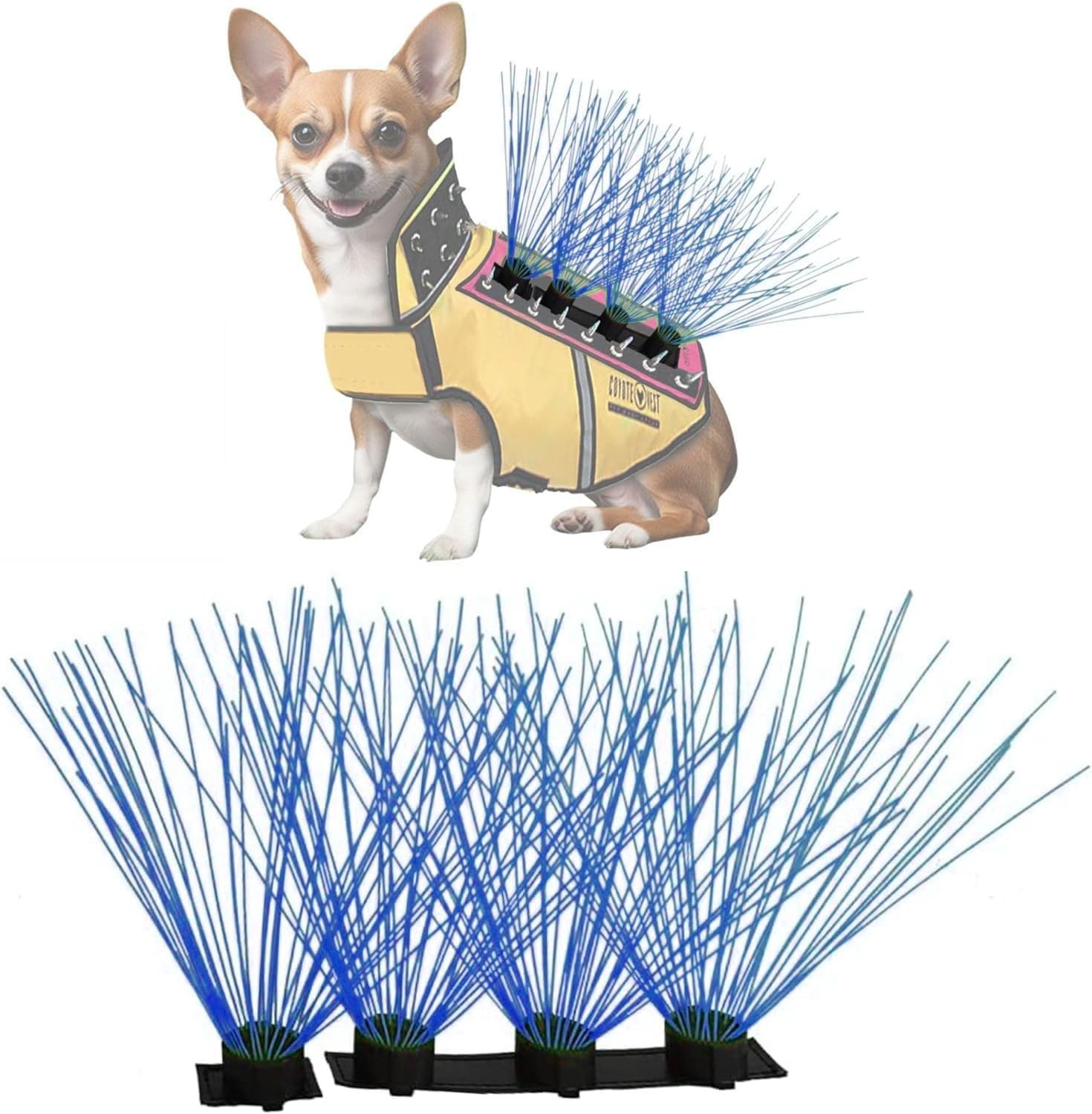 Coyotevest Coyotewhiskers Protection Nylon Bristles for Coyotevest or Spikevest Dog Harness Vest, Dog Accessories That Deter Coyote, Hawk and Raptor Attacks (Set of 4, Rainbow)